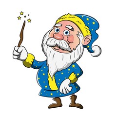 Naklejka premium Magical Santa Claus Blue Suit Cartoon Character