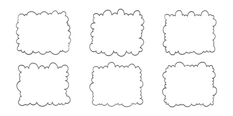 Obraz premium Frames in the form of clouds. Hand-drawn frames. Vector illustration