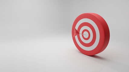 target goals success business strategy concept white background . 3D rendering