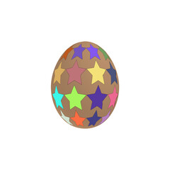 Easter egg with colored stars on a white background.