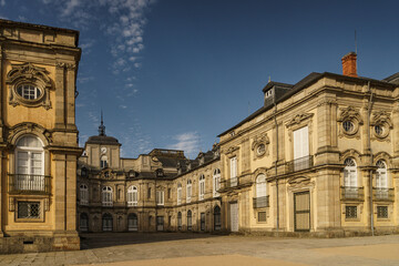 Fototapeta na wymiar View of the Royal Palace of La Granja de San Ildefonso, in the Baroque style.