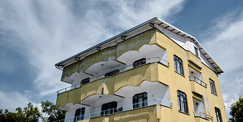 Golyazi (Apolyont). Turkey. Old style and colorful house and magnificent sky background.