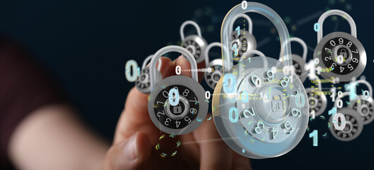 cybersecurity and information or network protection 3d