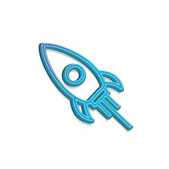 Linear rocket icon. Spaceship in outline style on white. Vector modern flat design element for mobile application and web design. eps 10