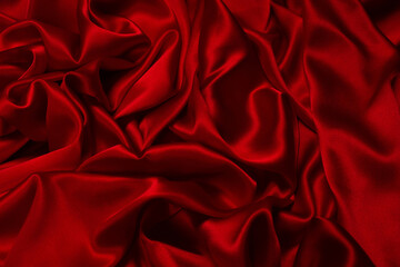 Fototapeta premium Rich and luxury red silk fabric texture background.