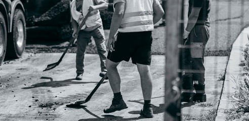 Road service repairs the highway