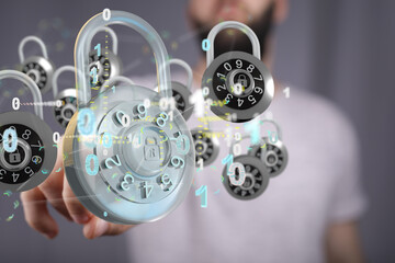 Security Shield concept, data protection. Shield with dots and lines connectio