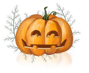 Pumpkin magic tree halloween illustration High quality illustration