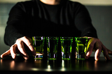 man working on shots