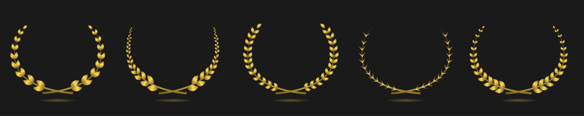 Obraz premium Golden laurel wreath label set Vector illustration