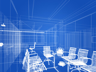 3d rendering of interior conference room,