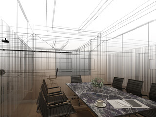 3d rendering of interior conference room,
