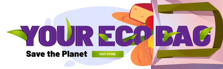 Eco bag save planet banner with cotton tote