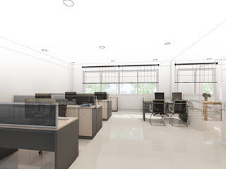 3d rendering of interior office