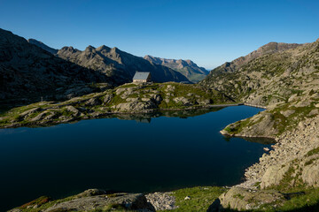 Naklejka na ściany i meble Reservoir of Bachimaña, Baños de Panticosa, Tena Valley, Pyrenees, Huesca, Spain.