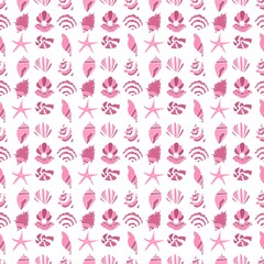 pink and white seashells seamless pattern