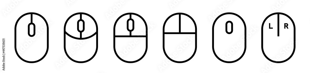 Poster mouse icon vector set. computer mouse symbol outline. editable stroke. simple design for web and mob