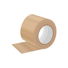 An image of an adhesive tape wrapped in a roll. Office tape for gluing various items, including cardboard boxes. Office supplies.Vector illustration isolated on a white background
