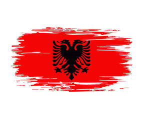 Albanian flag brush grunge background. Vector illustration.