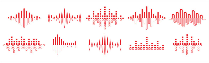 Sound wave. Audio wave set. Vector illustration