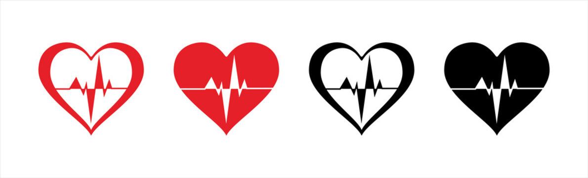 Heart beat pulse flat design icon symbol, style used for web, app, mobile, ui, Vector illustration