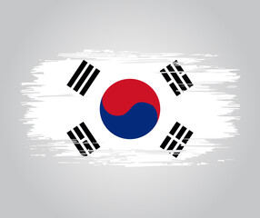 South Korean flag brush grunge background. Vector illustration.