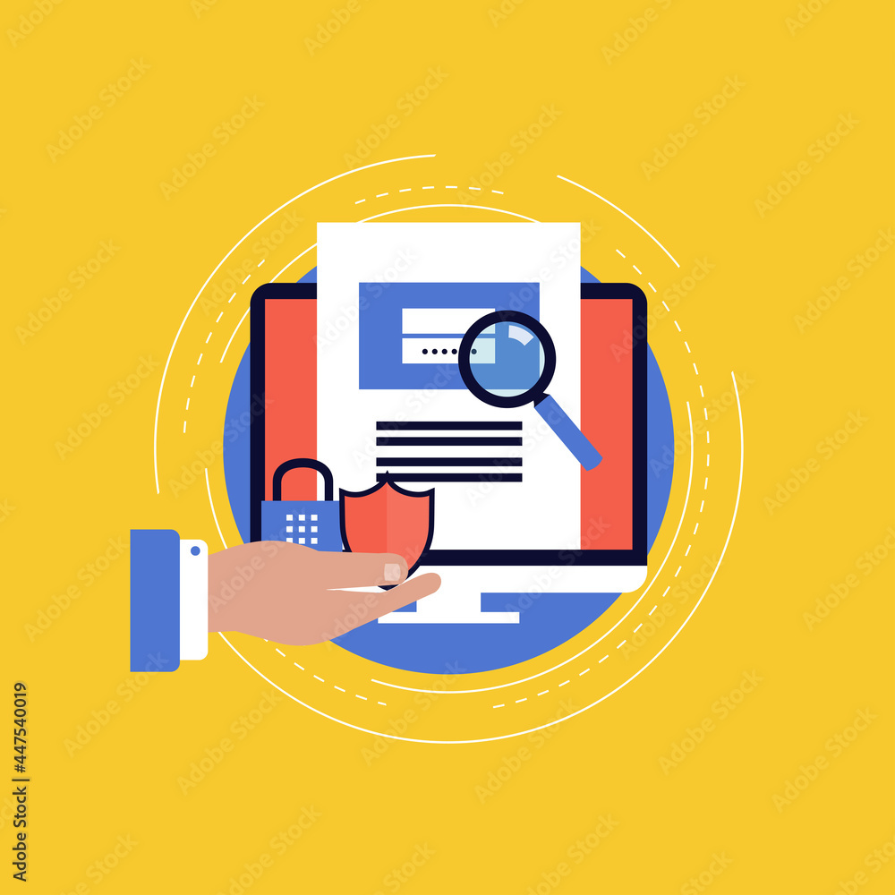 Poster secure account login flat vector illustration design. user interface login, account registration, si