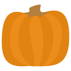 Square Orange Pumpkin. Vector illustration. Gourd For Thanksgiving Day or Halloween design. Isolated on white background