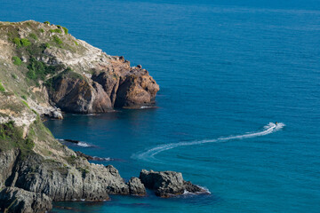 Fototapeta premium Rock in the sea bay. Sea bay rock view. 