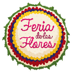 Colombian design in a traditional Silleta for the Festival of Flowers, Vector illustration