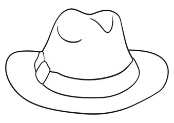 Traditional Colombian hat in outlines to coloring activities, Vector illustration