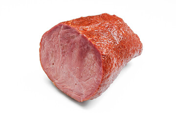 Cooked and smoked ham isolated on white backgound