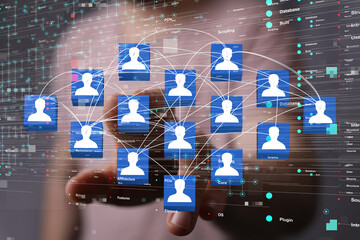 Abstract network of physical devices on the Internet using a network connection with statistics...