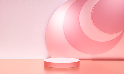 Scene with pink color podium for mock up presentation in minimalism style with copy space, 3d render abstract background