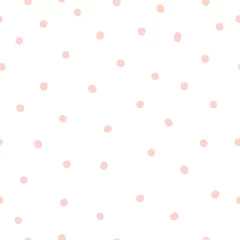 Behang Wit Naadloos patroon met roze stippen