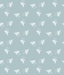 Floral blue and white ornament. Seamless abstract classic background with flowers. Pattern with repeating floral elements. Ornament for fabric, wallpaper and packaging