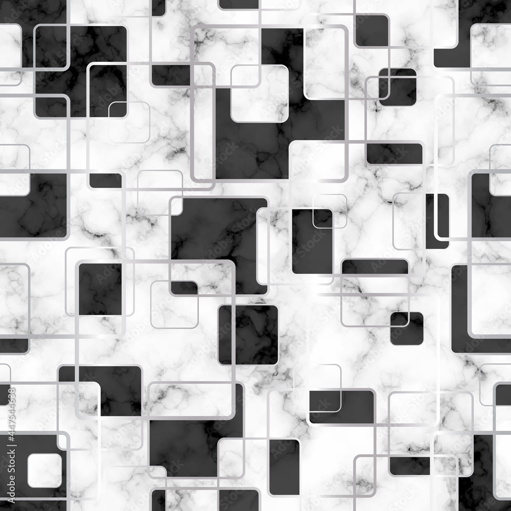 Poster marble seamless pattern. repeating white and black marble texture. geometry floor. mosaic background