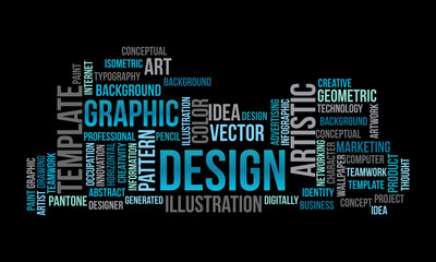Business Concept Background, Graphic Design Futuristic Word Cloud