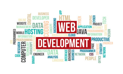 Business Concept Background, Web Development Word Cloud