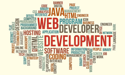 Business Concept Background, Web Development Word Cloud