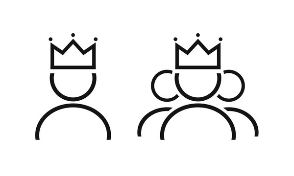 Crowned King User Icon. VIP Customer Profile Icon. Admin Privileged Avatar. Illustration Vector