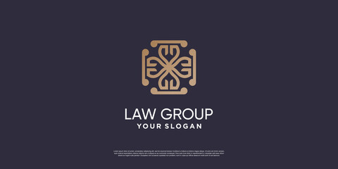 Law group logo design with creative modern concept Premium Vector