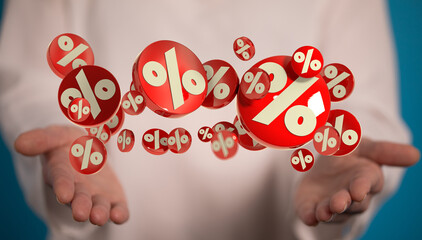 Sales icons floating in the air 3D rendering