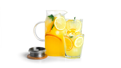 Citrus lemonade isolated on a white background.