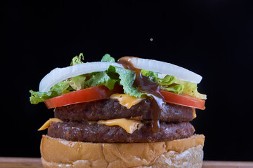 burgers dinner many flavor meat bread and sauce