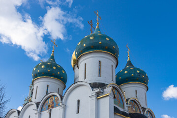 Church in the Trinity Sergius Lavra dome detail in Sergiev Posad. Russian Federation