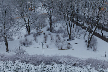 TALLINN, ESTONIA - JANUARY 04, 2021: View of streets of old town at winter moody day
