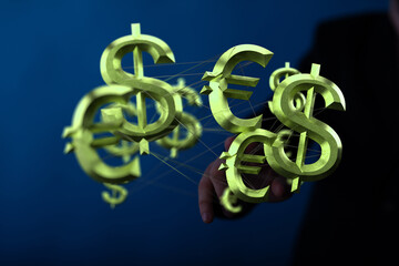 Euro and Dollar Symbol. EUR USD Pair.