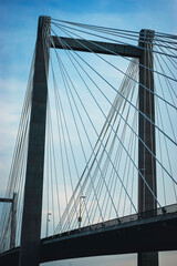 Fototapeta premium Close-up of cable bridge architecture