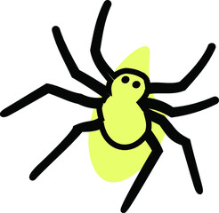 Spider on Halloween. Line style yellow and black.